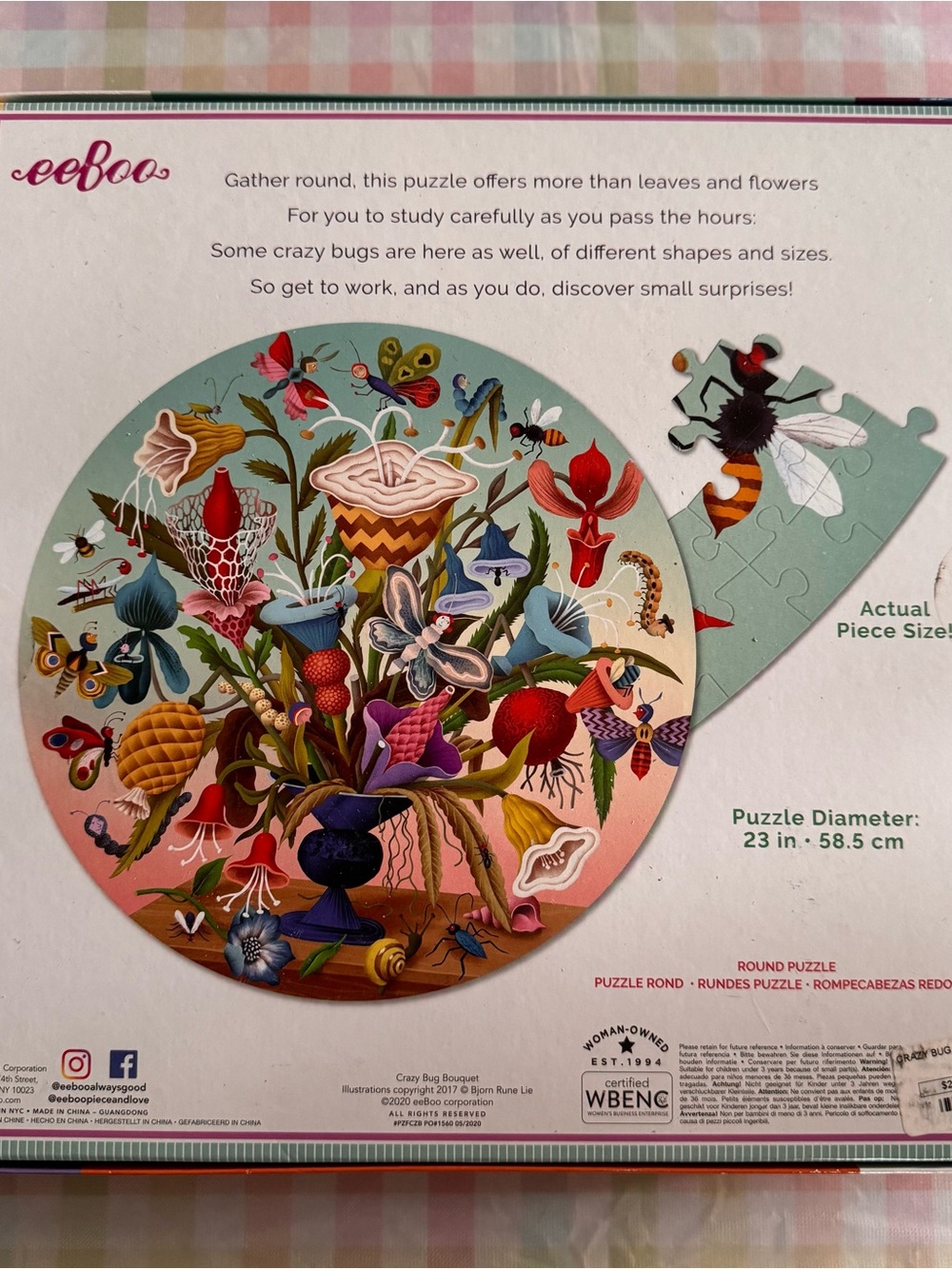 500 Piece Crazy Bug Bouquet Round Puzzle - Picture 4 of 5
